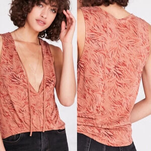 Silence + Noise • Zebra Print Deep V Neck Tank Top